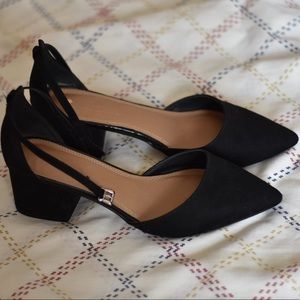 ASOS suede pointed heels with ankle straps
